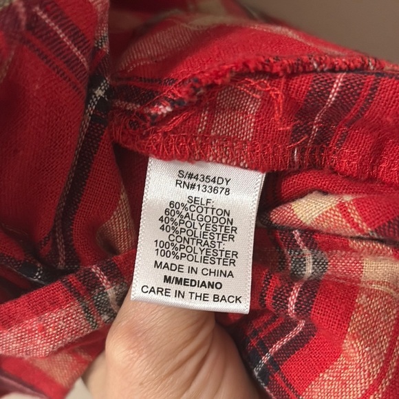 Love Tree Red Plaid removable Hood long cardigan shirt with pockets M - Picture 10 of 11